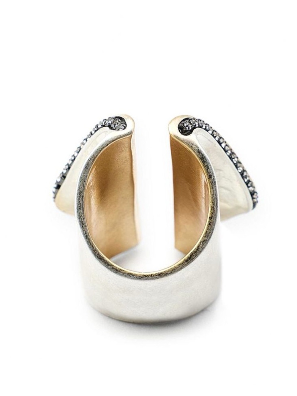NWT. Zara Golden/Silver Tone Ring with Rhinestones. Size M/15.